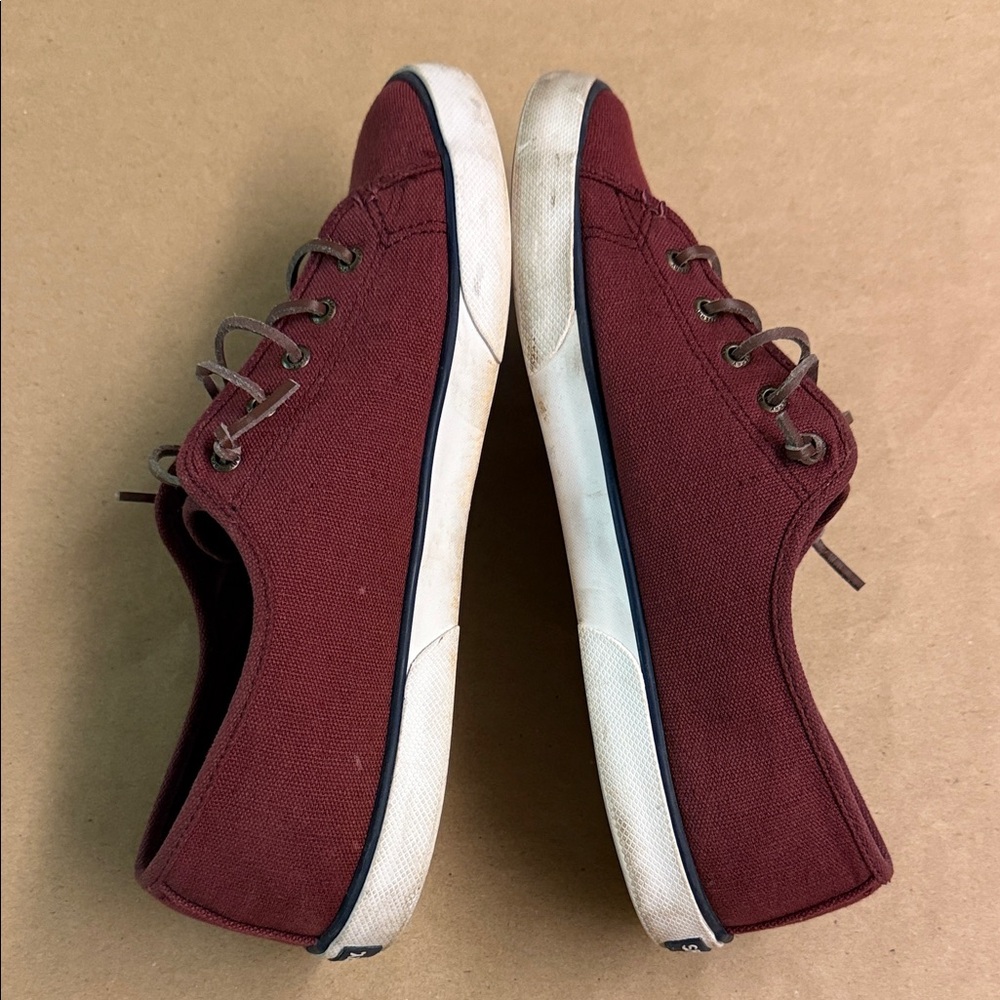 SPERRY Burgundy Canvas Sneakers - Women’s Comfy Slip-On Shoes - US Size 11 - Picture 11 of 13
